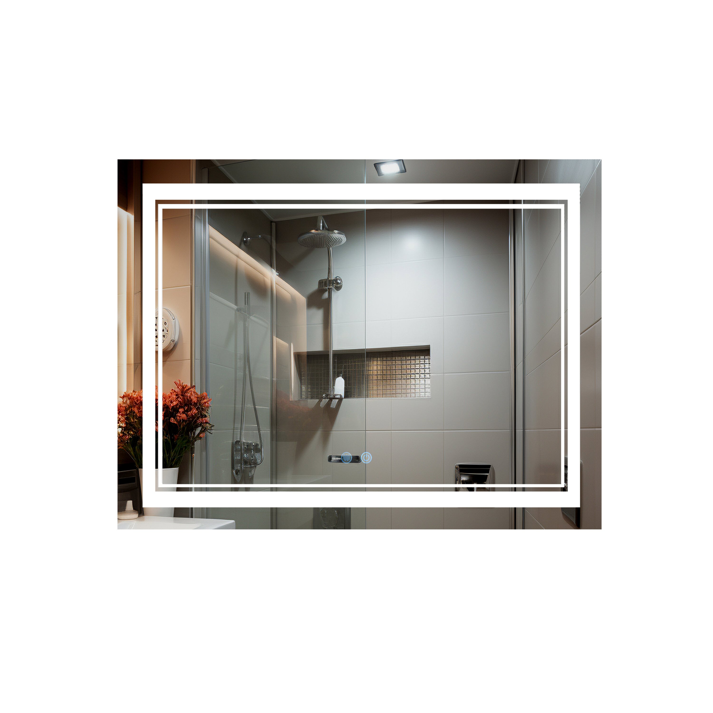 Зеркало Qtap Cardinal CA1 с LED-подсветкой Touch/антизапотеванием/диммером 3000-6500K 1000х800 мм (QT0478C10080)