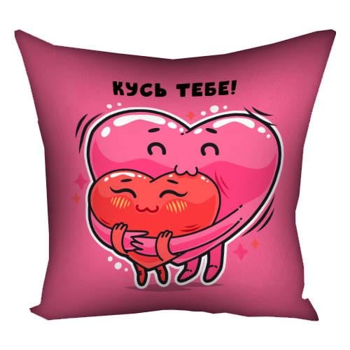 Подушка з принтом габардин "Кусь тебе!" 40x40 см (4P_22L016)