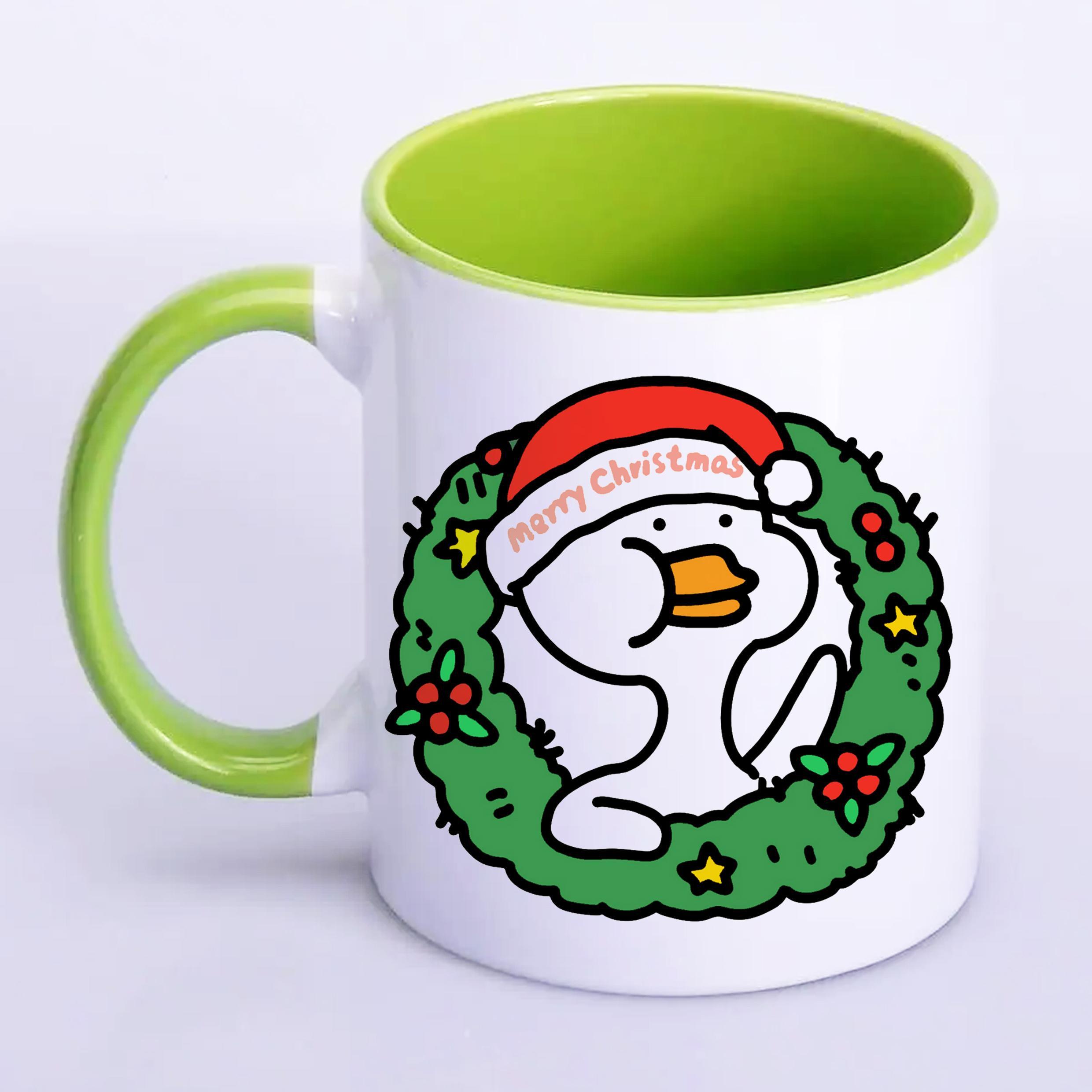 Чашка с печатью Marry Christmas duck 330 мл Салатовый (21159)