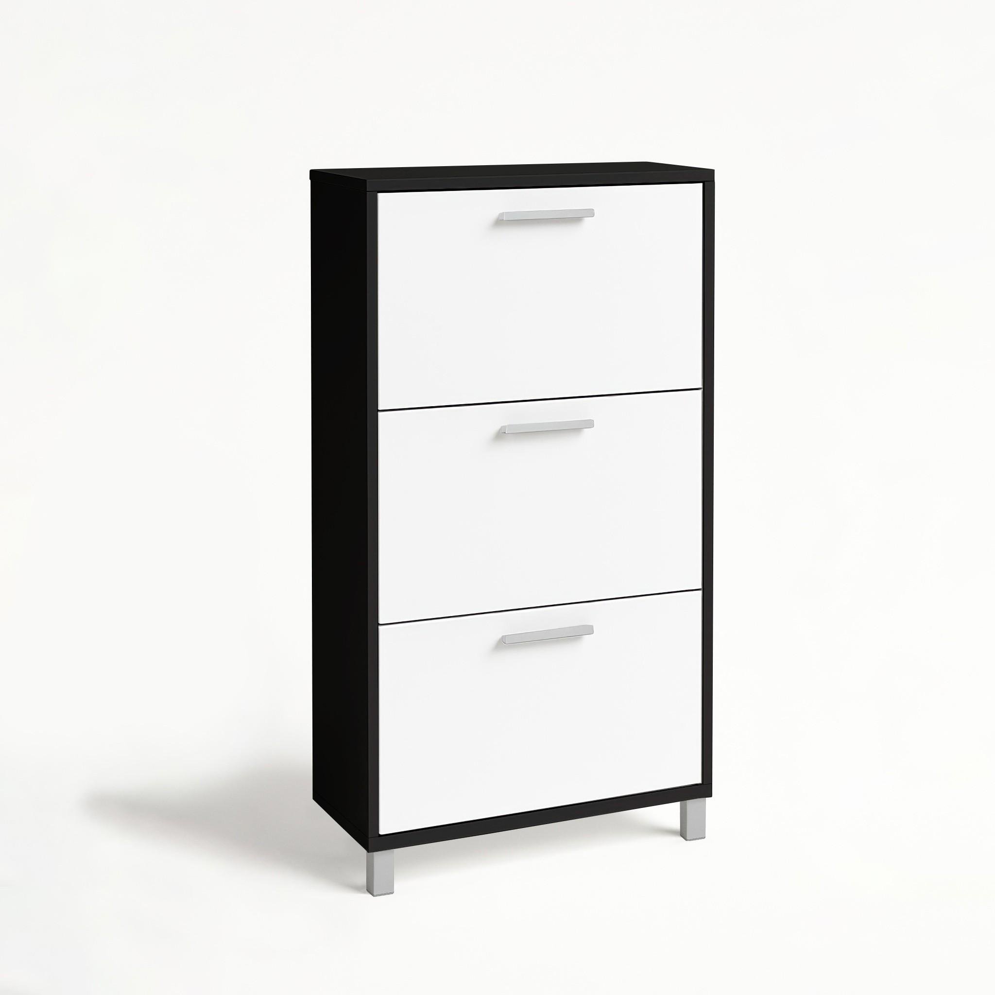 Тумба для взуття на 3 шухляди F-160 590х160х1350 мм Чорний/Білий - фото 3