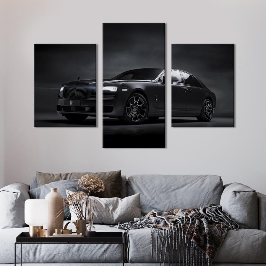 Картина на холсте триптих Rolls-Royce Ghost 96x60 см (1393-32)