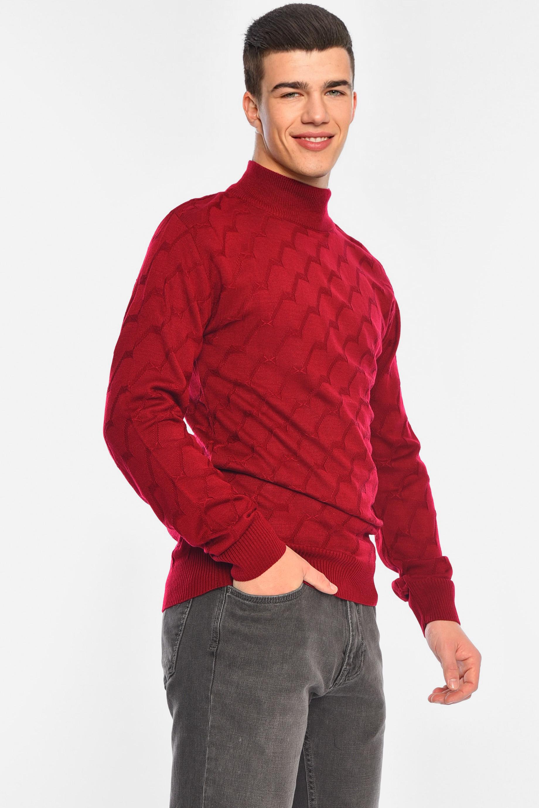 Свитер мужской однотонный M Бордовый (195390) - фото 2