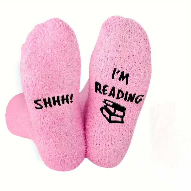 Носки женские плюшевые I'm Reading Shhh Розовый (RFS-001)