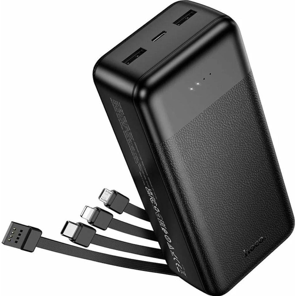 Батарея портативная Hoco J163B Wonderful Power Bank With 4 Cables 30000mAh Black