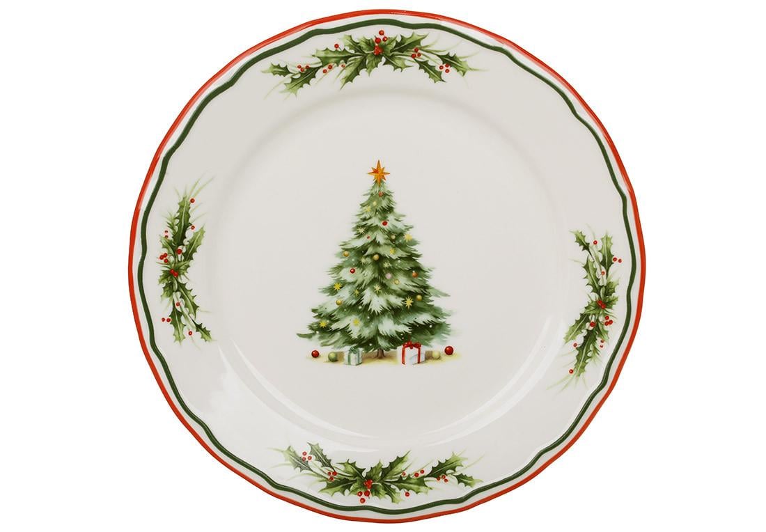 Тарелка фарфоровая BonaDi Evergreen Christmas D 21,7х2,5 см (K358)
