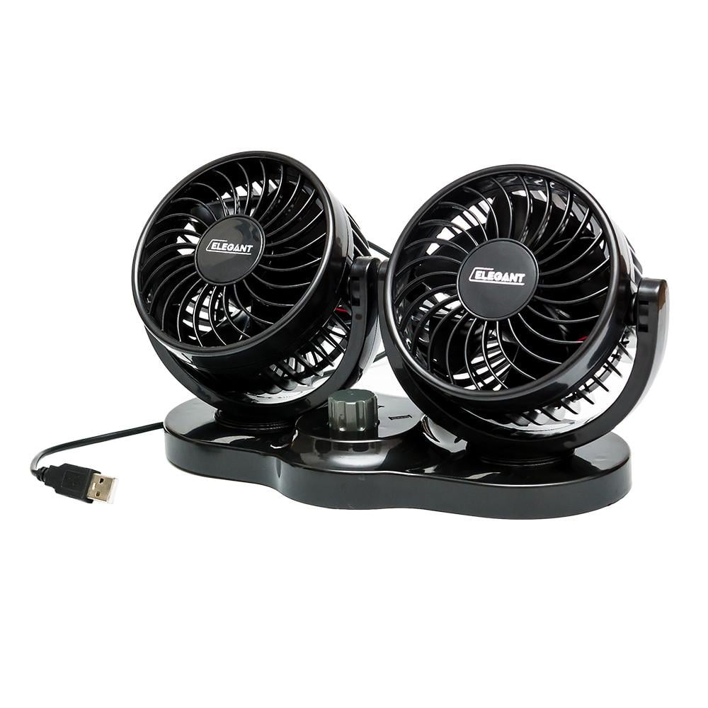 Вентилятор автомобільний подвійний Elegant EL 101 554 з USB 2 швидкості 4" (2551358648)
