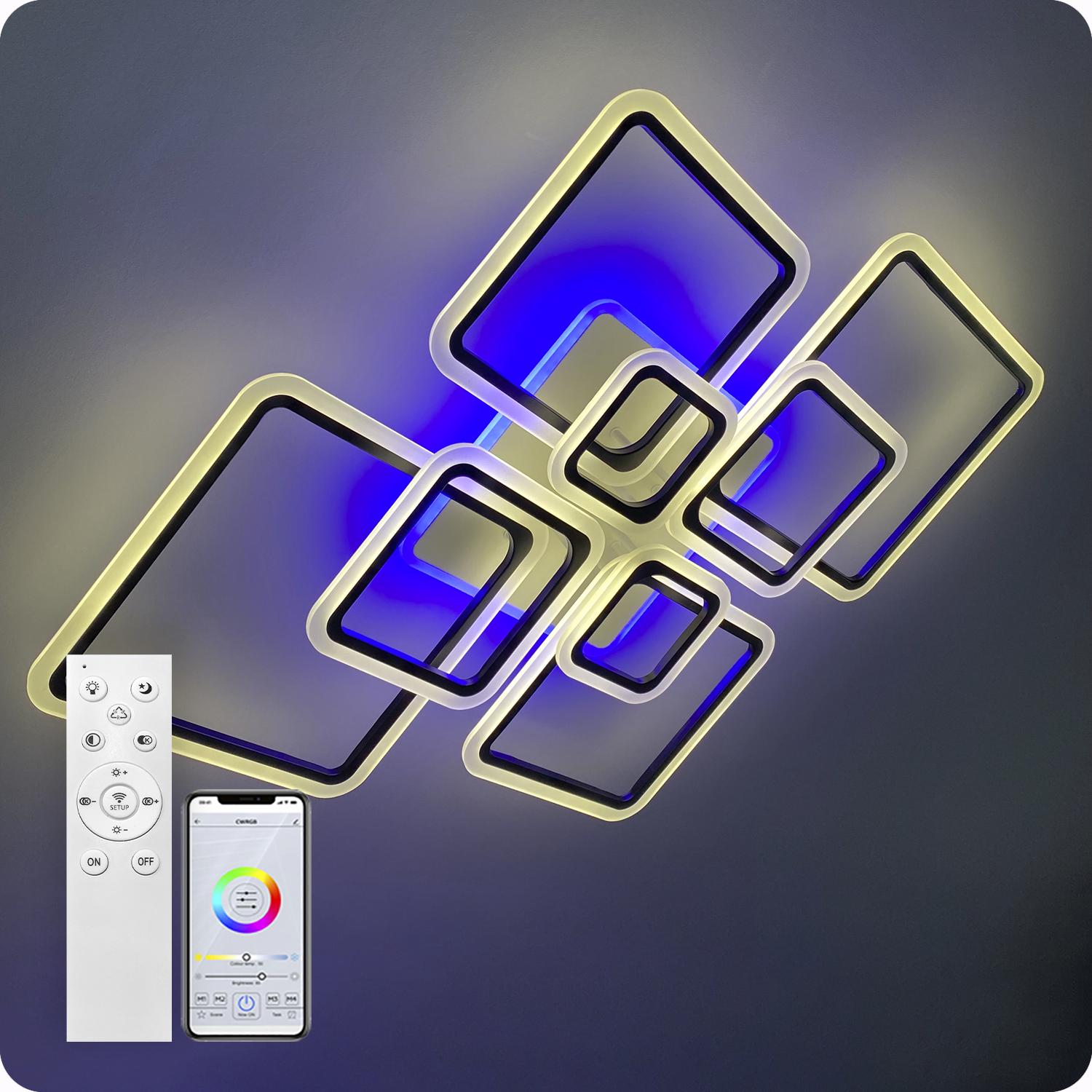 Люстра світлодіодна 517 Light 3color з пультом 224 Вт Чорний (01555) - фото 7 Люстра світлодіодна 517 Light 3color з пультом 224 Вт Чорний (01555) - фото 7