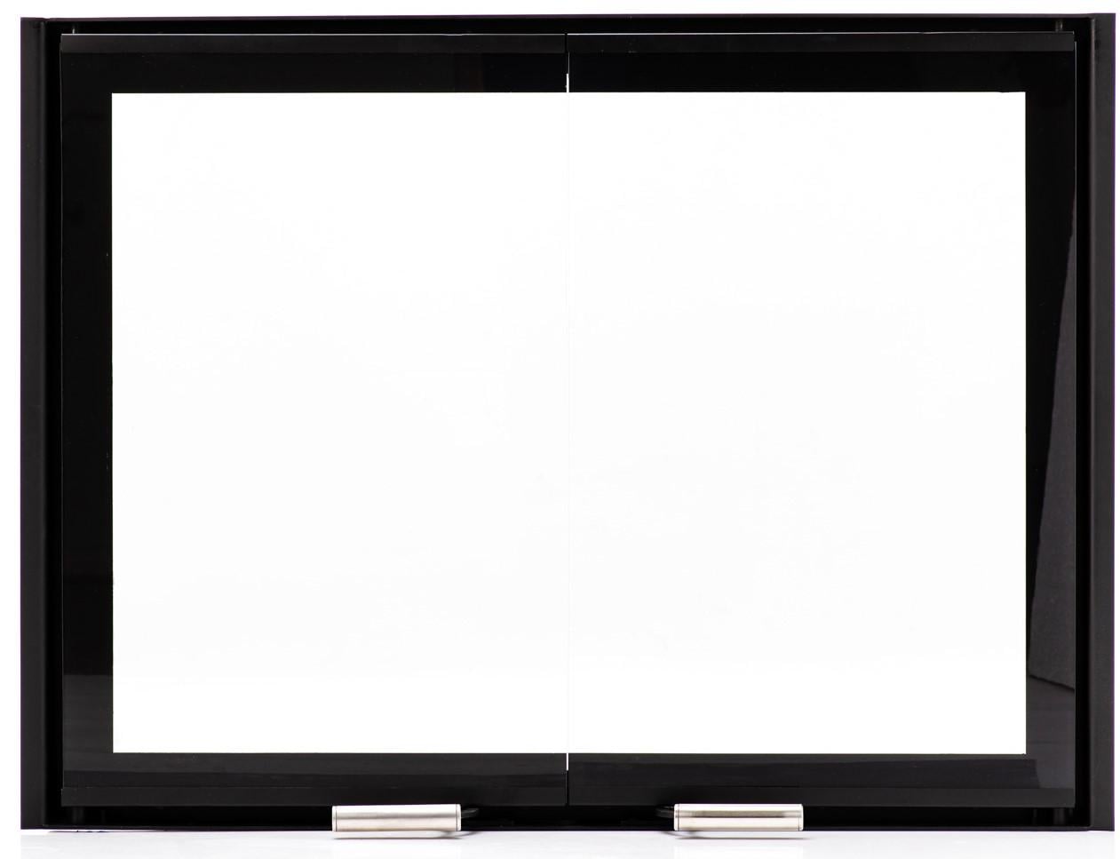 Дверца для камина двустворчатая стальная с жаростойким стеклом 700х400 мм Черный (25417625)