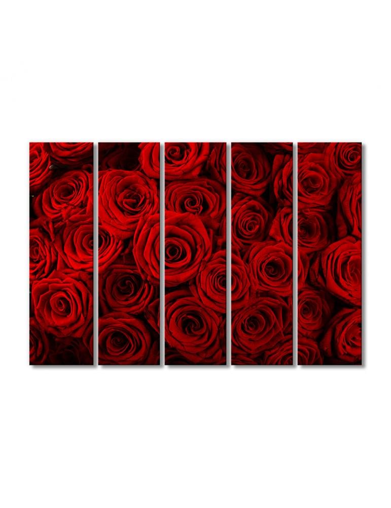 Картина модульная Стена из красных роз 5 модулей 70x105 см