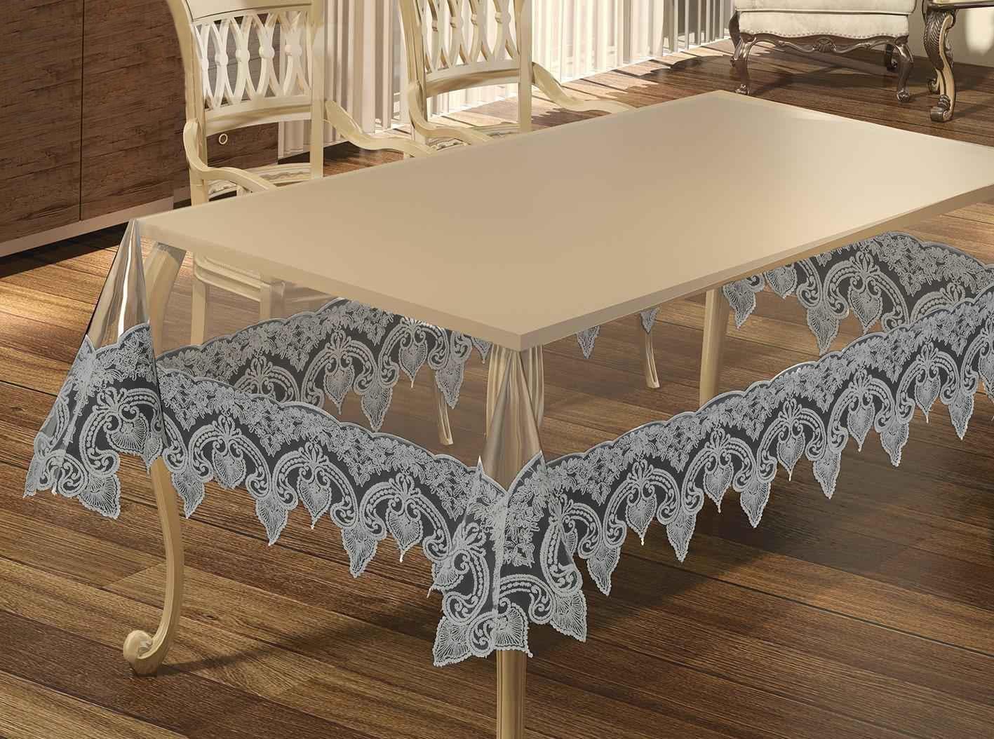 Силиконовая скатерть с кружевом Maison Royale 160x220 Lukka Grey (CN3526)