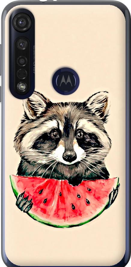 Чехол на Motorola G8 Plus Енотик с арбузом (4605u-1837-42517)