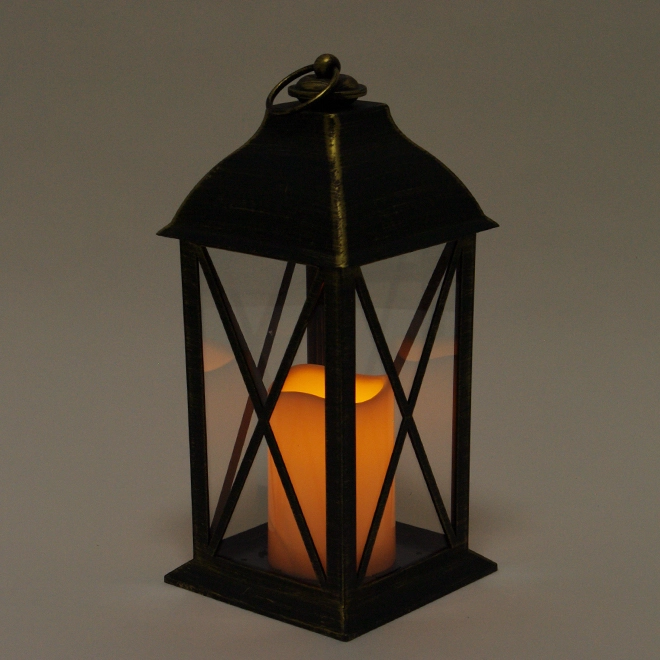 Свічник-ліхтар зі свічкою LED Чорно-золотий (OR-PL6023-2) - фото 2