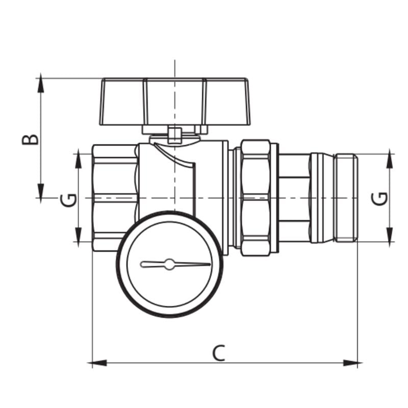 Кран KOER KR.1032-Gi 1" с американкой антипротечка с термометром прямой (KR2893) - фото 2