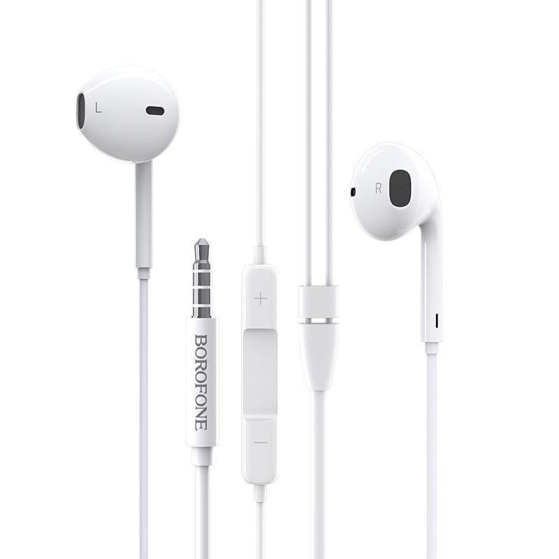 Наушники проводные Borofone BM30 вкладыши с микрофоном White