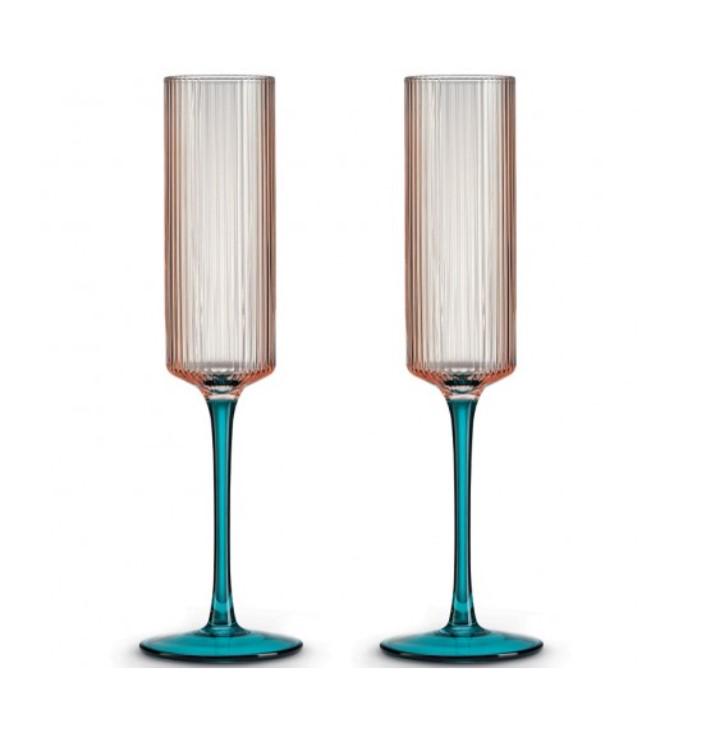 Набір келихів для шампанського Pozzi Milano Modern Classic 200 мл 2 шт. Рожевий (111005244) - фото 2 Набір келихів для шампанського Pozzi Milano Modern Classic 200 мл 2 шт. Рожевий (111005244) - фото 2
