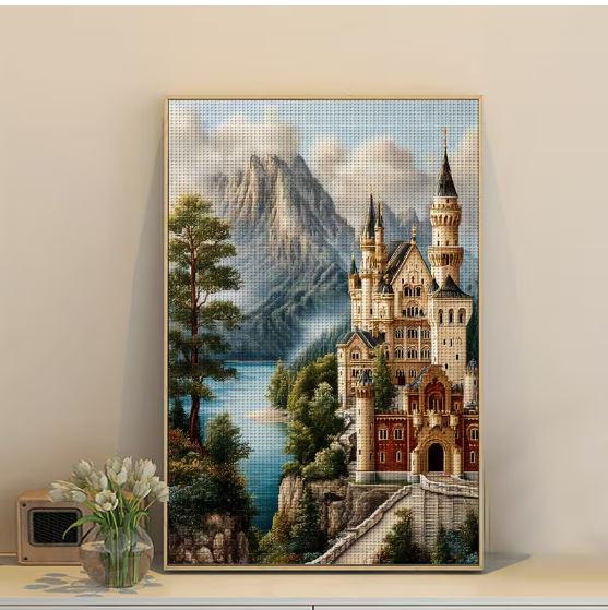 Набір для вишивки JOZYSH Нова лебедина скеля Замок Нойшванштайн 14CT канва Аїда з нанесеним малюнком 40x60 см (2880713976)