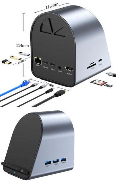 Док-станція 11в1 100W Working Station для Macbook/Windows/Android з бездротовою зарядкою - фото 6