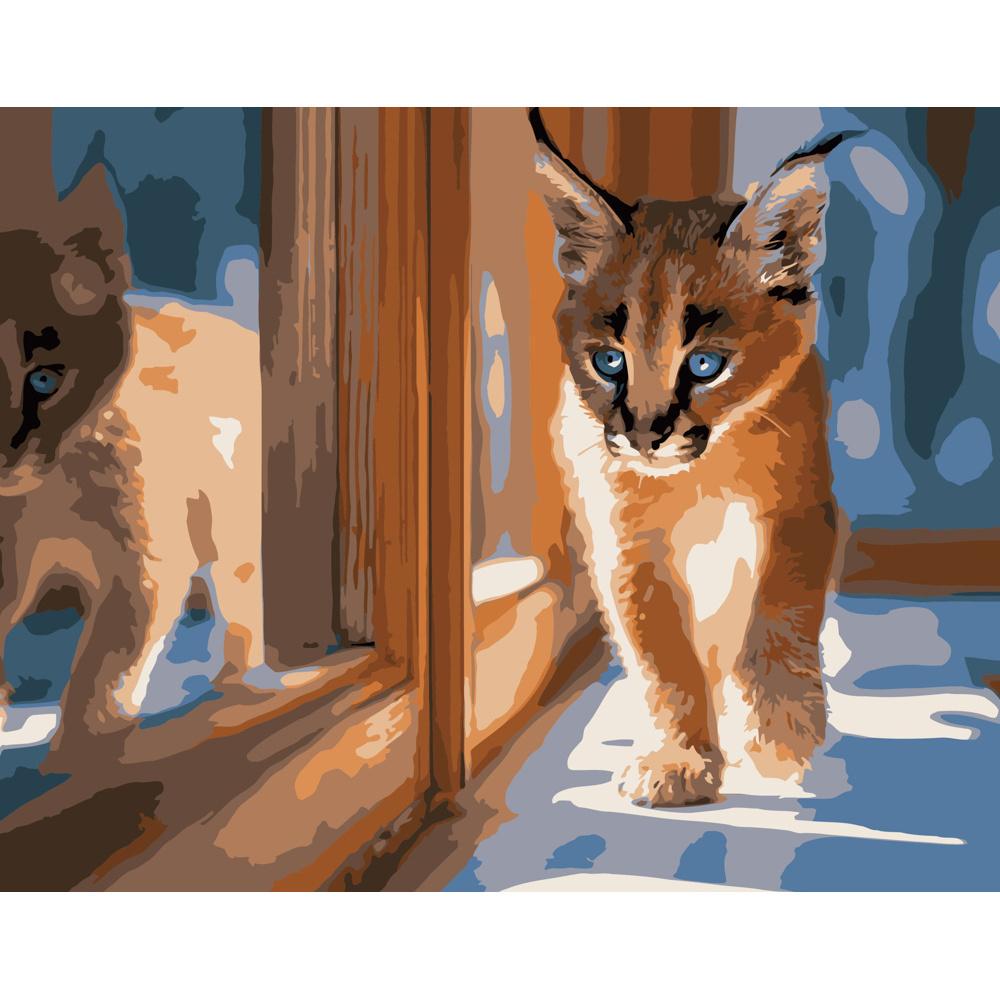 Картина за номерами Strateg Преміум Домашній рись 40x50 см (DY185)