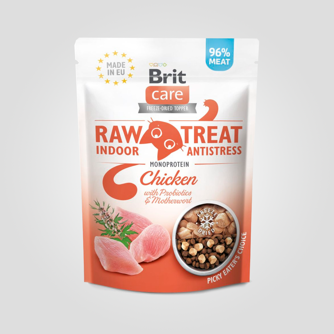 Ласощі для котів Brit Raw Treat Indoor&Antistress Freeze-dried з куркою 40 г (2224638217)