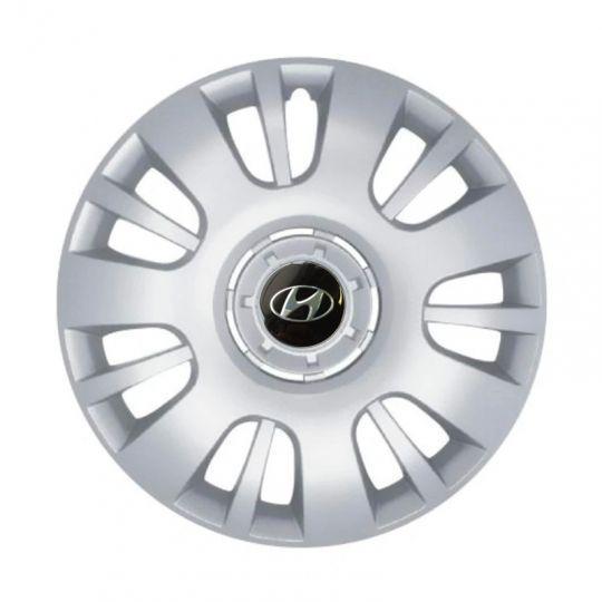 Ковпаки автомобільні SKS 312 R15 з логотипом Hyundai 4 шт. Сріблястий