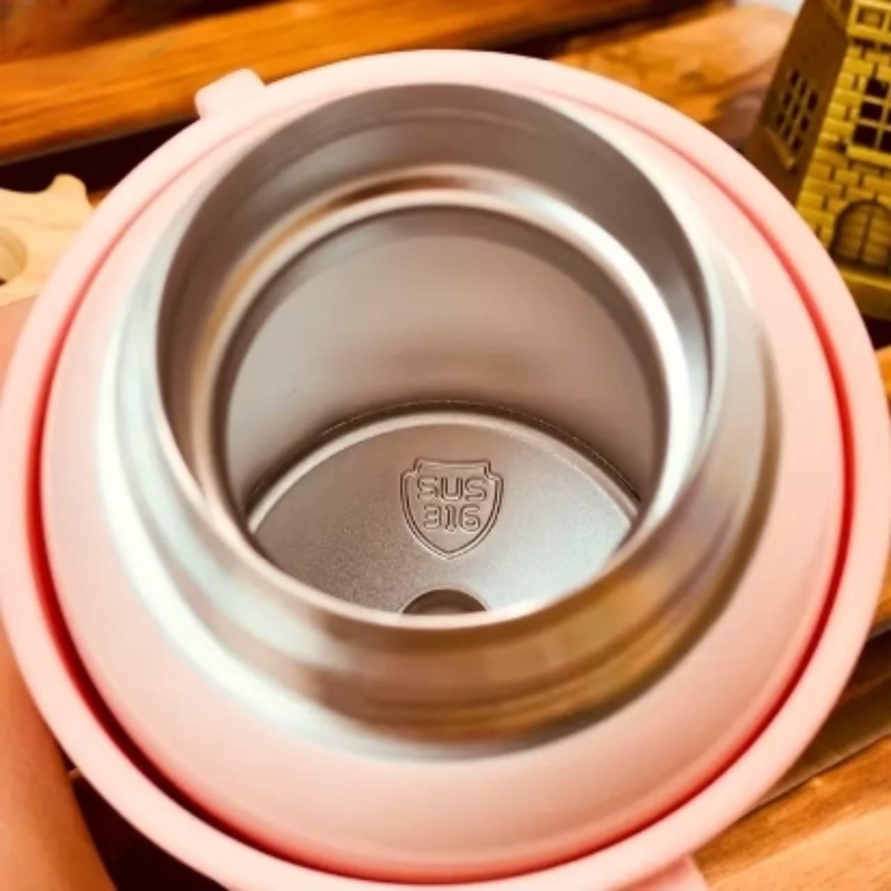 Термос детский с ремешком Зайчик 500 мл Розовый (2386) - фото 4