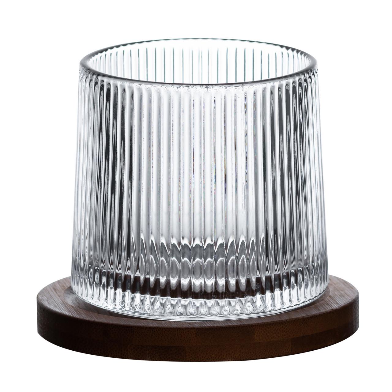 Келих обертовий для віскі з бамбуковою підставкою 300 мл