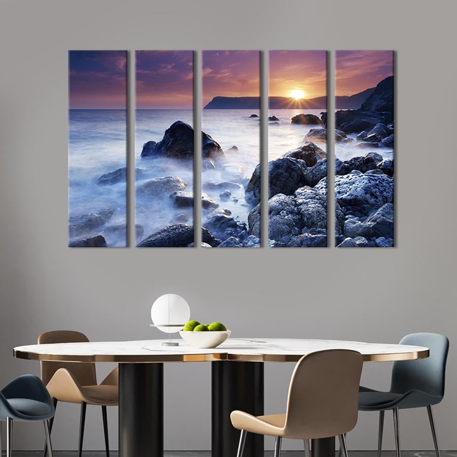 Модульная картина из 5 частей Туман над каменистым берегом 132x80 см (409-51)