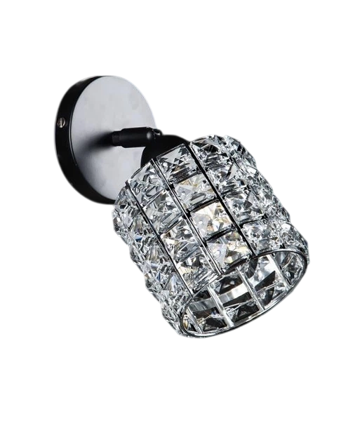 Настінне бра з кришталевим плафоном для спальні вітальні (B69339/1CR/BK)