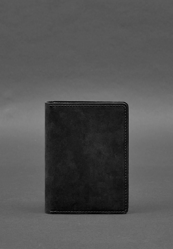 Обложка кожаная -органайзер для документов 6.1 Crazy Horse Черный (A-028143)