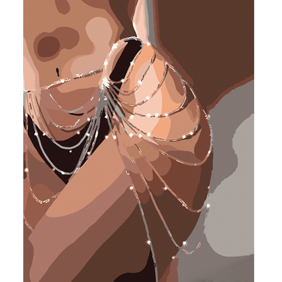 Картина по номерам Strateg Премиум Бусы на теле 40х50 см (DY293)