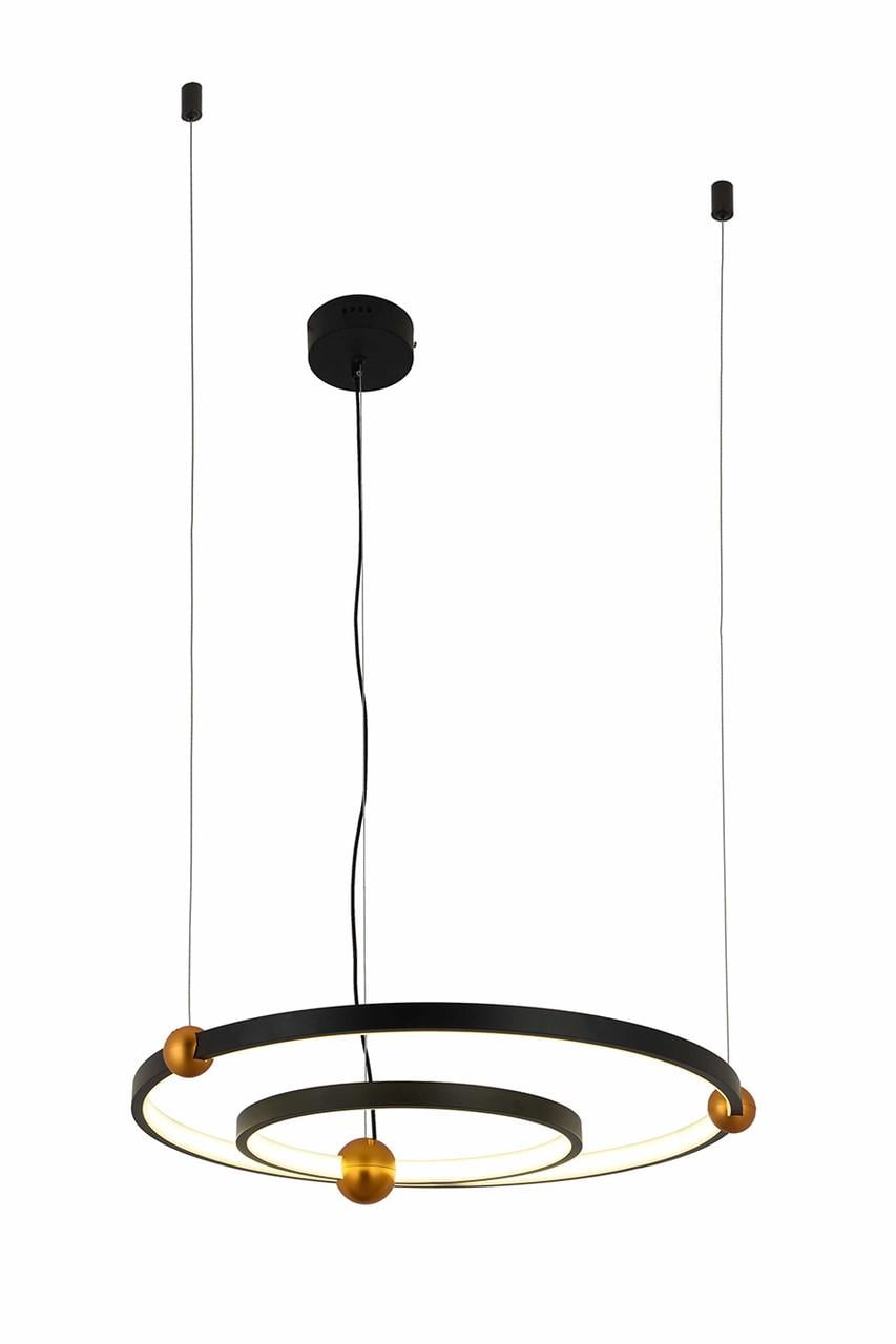 Люстра Levistella 918LP453-A LED Лофт на два кольца светодиодная 300/500 мм Черный (1887932441)