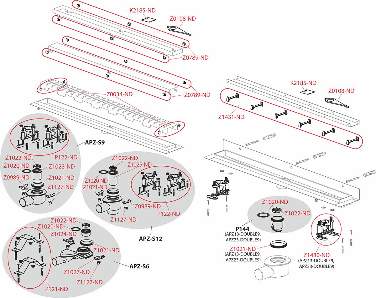 Трап лінійний Alca Plast APZ13-DOUBLE9-650 (SW-72971) - фото 4 Трап лінійний Alca Plast APZ13-DOUBLE9-650 (SW-72971) - фото 4