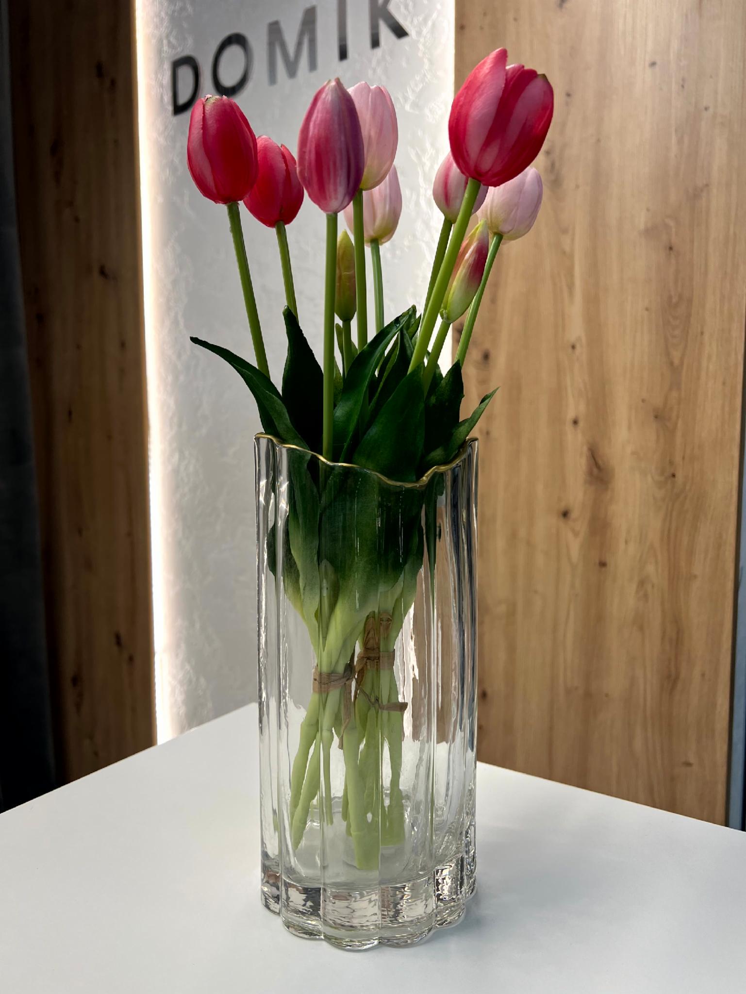 Ваза стеклянная Гетсби 24 см Прозрачный/Золотой