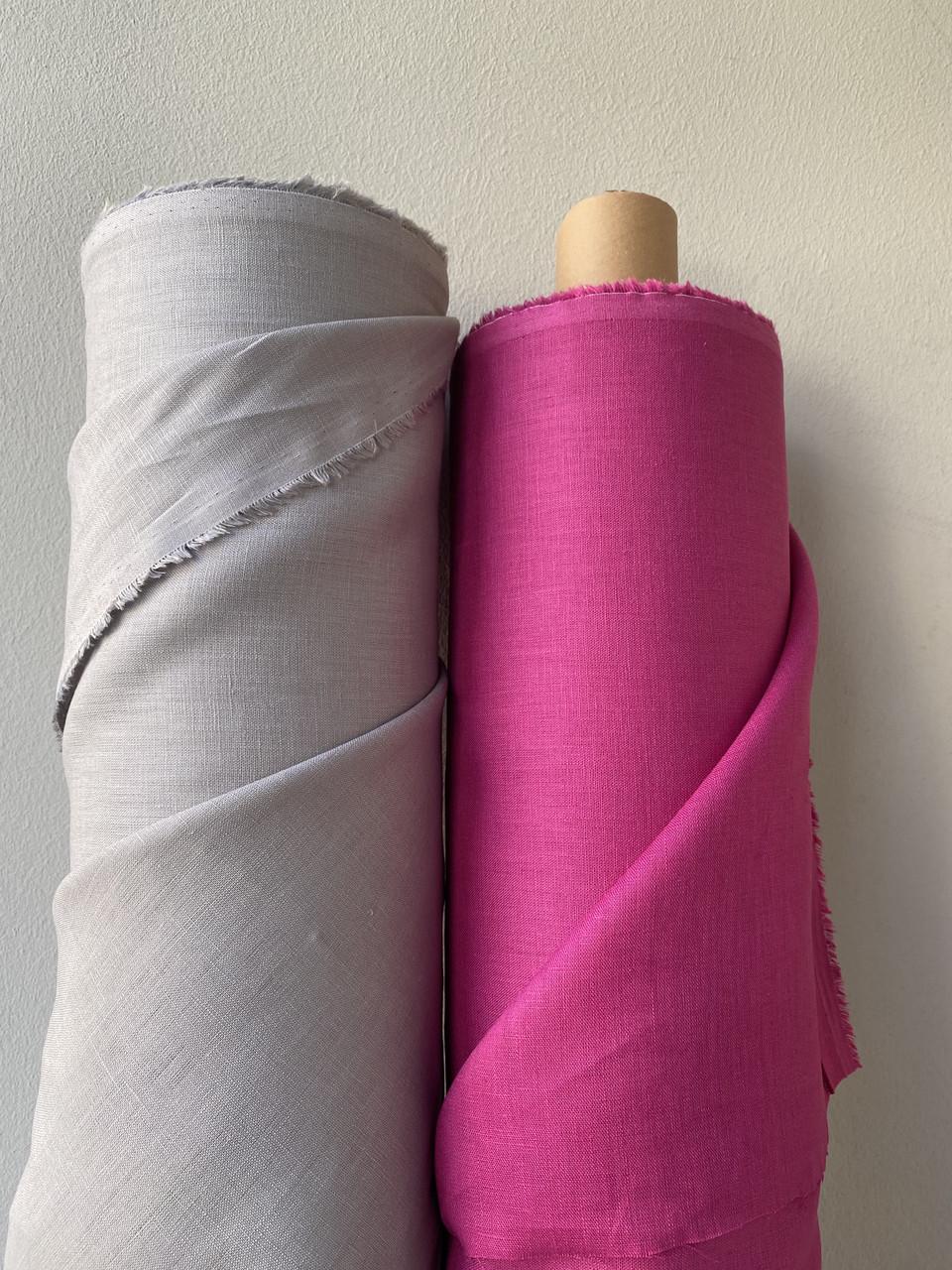 Ткань рубашечно-платьевая LINEN PLUS 100% лен 143 см 688 Фуксия - фото 2