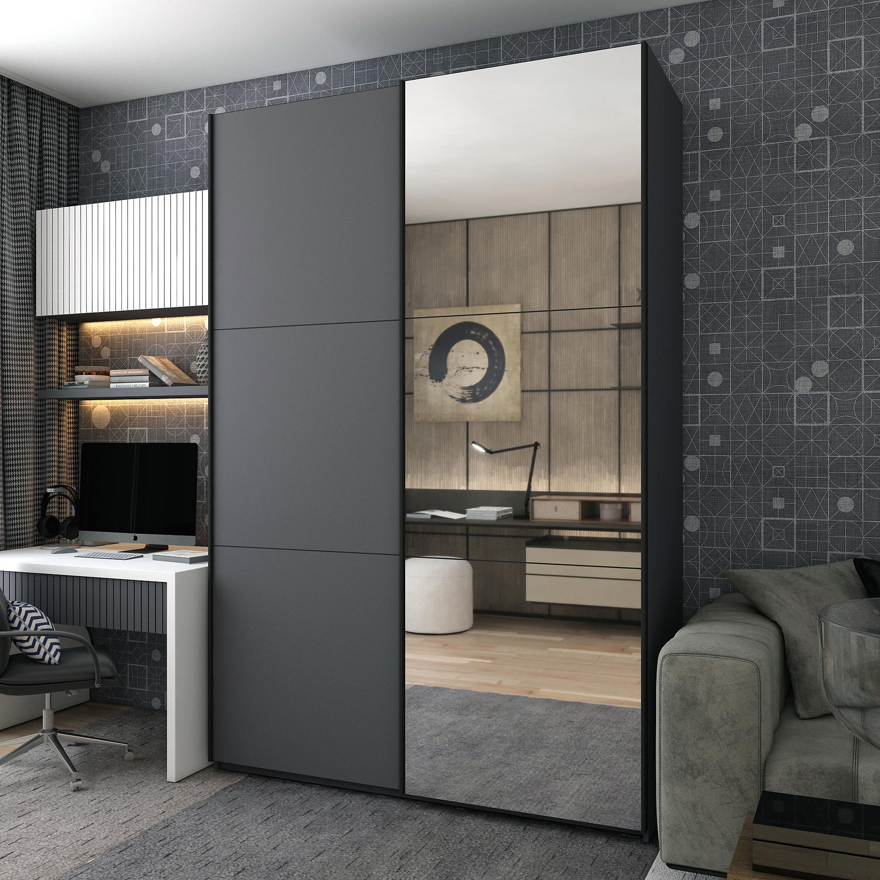 Шкаф-купе двухдверный Doros G-Caiser 160х60х240 см Графитовый/1 Зеркало (DRS-011032)