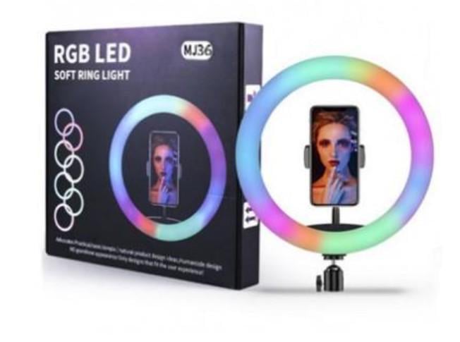 Кільцева лампа LED селфі RGB зі штативом 36 см (33998507)