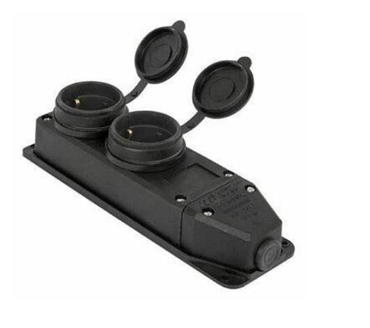 Розетка E.NEXT e.socket.rubber.029.2.16 із заземленням та захисною кришкою подвійна каучукова 16А (s9100026)