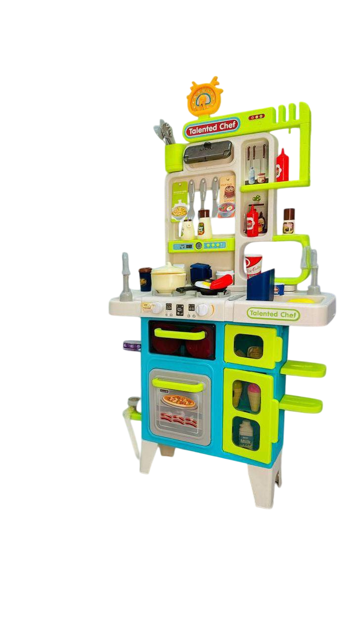 Кухня игровая 92 см 45 пр. Зеленый с синим (2529-1) - фото 1