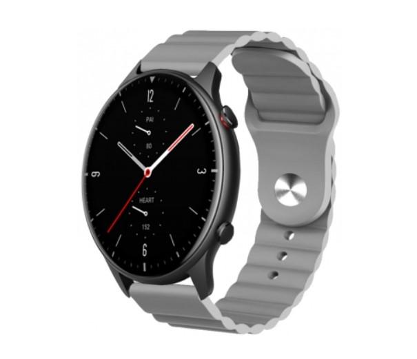 Ремінець силіконовий BeWatch для Xiaomi Amazfit Stratos 3/GTR 47/GTR 2 22 мм Wave Сірий (1020704) - фото 3 Ремінець силіконовий BeWatch для Xiaomi Amazfit Stratos 3/GTR 47/GTR 2 22 мм Wave Сірий (1020704) - фото 3