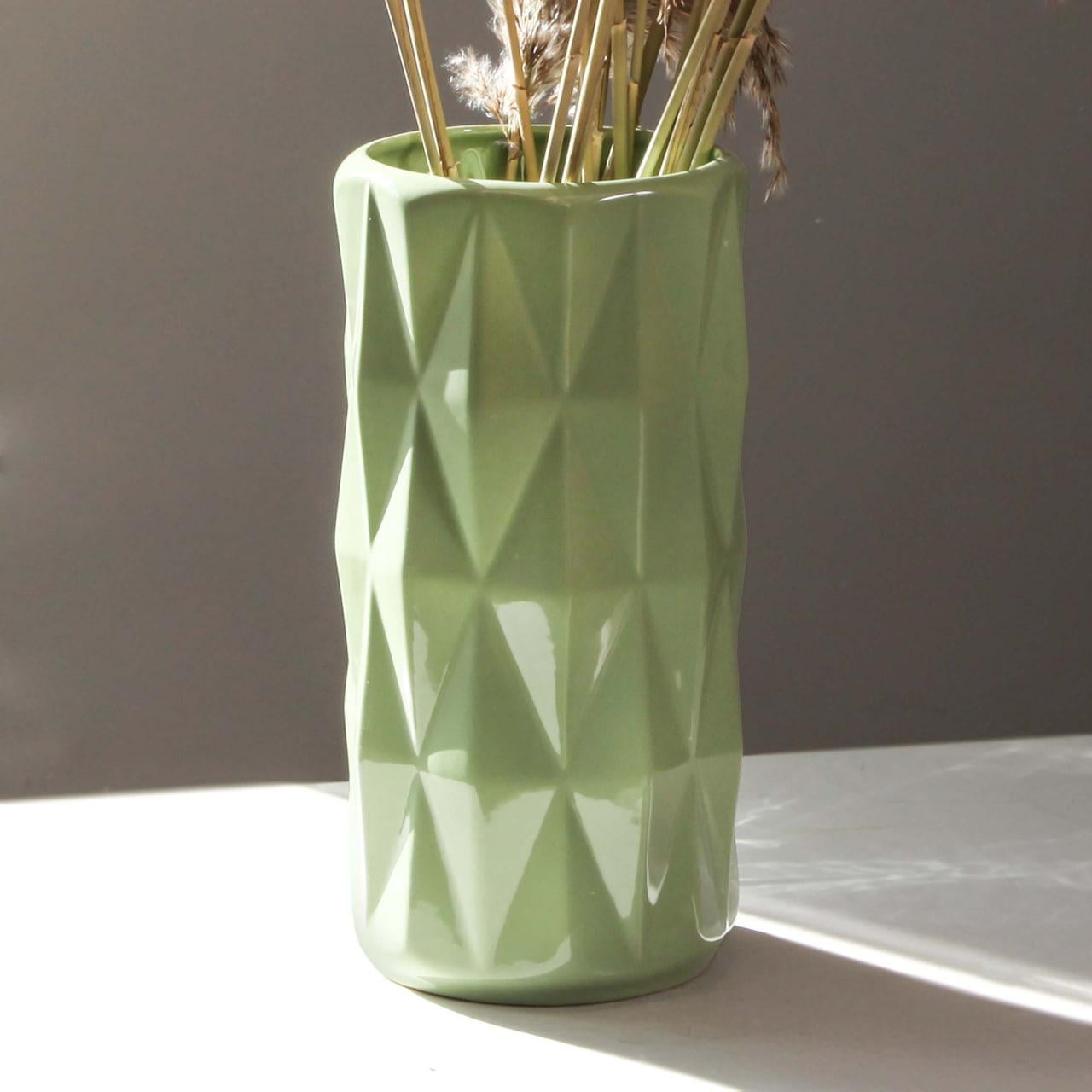 Ваза керамическая Nana ceramics Перун 28 см Спаржевый (2788474119)