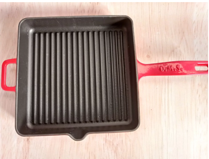 Сковорода гриль чугунная OMS для индукции 30x30 см Красный (3265-30red) - фото 5