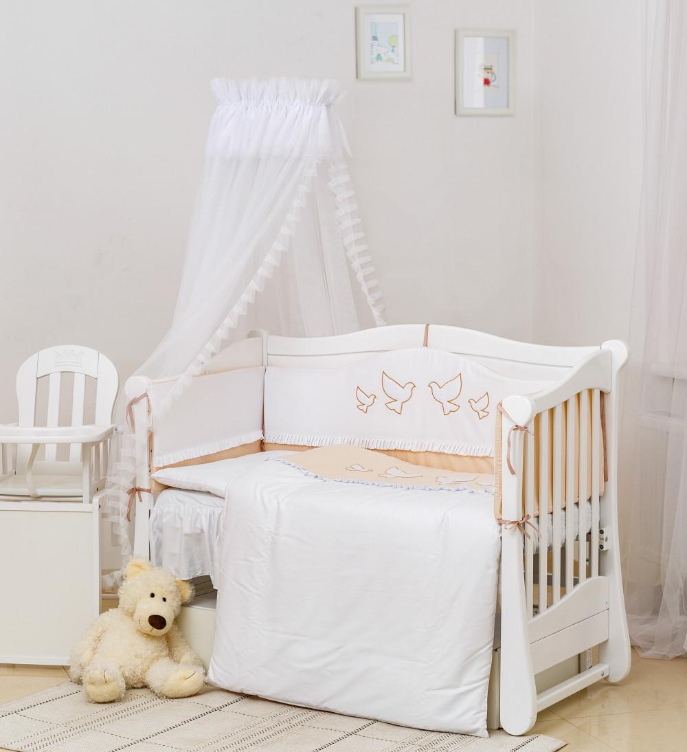 Комплект постельного белья детский Twins Romantik R-005 с балдахином 8 элементов Бежевый