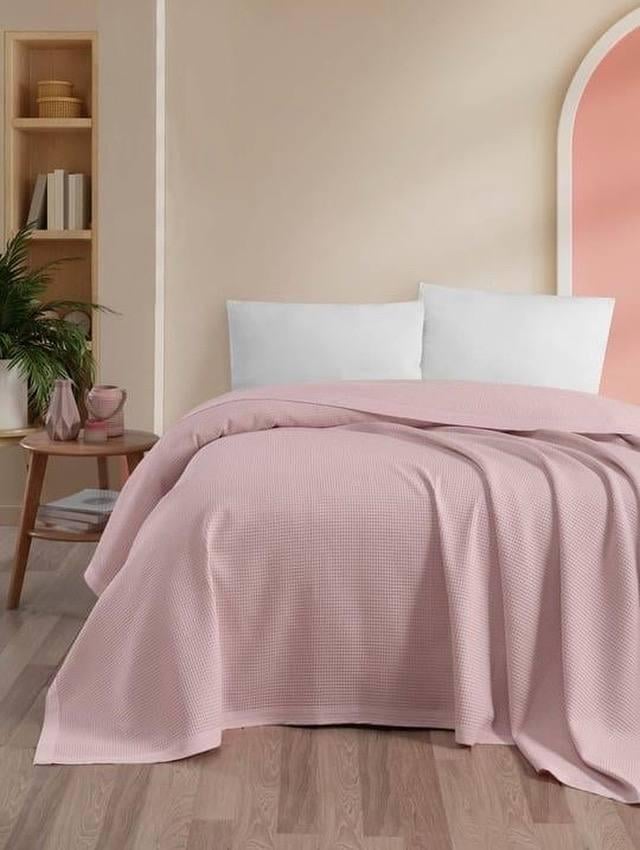 Покривало-піке Bysungur з бавовни 240х260 см Рожевий (29014243) - фото 1 Покривало-піке Bysungur з бавовни 240х260 см Рожевий (29014243) - фото 1