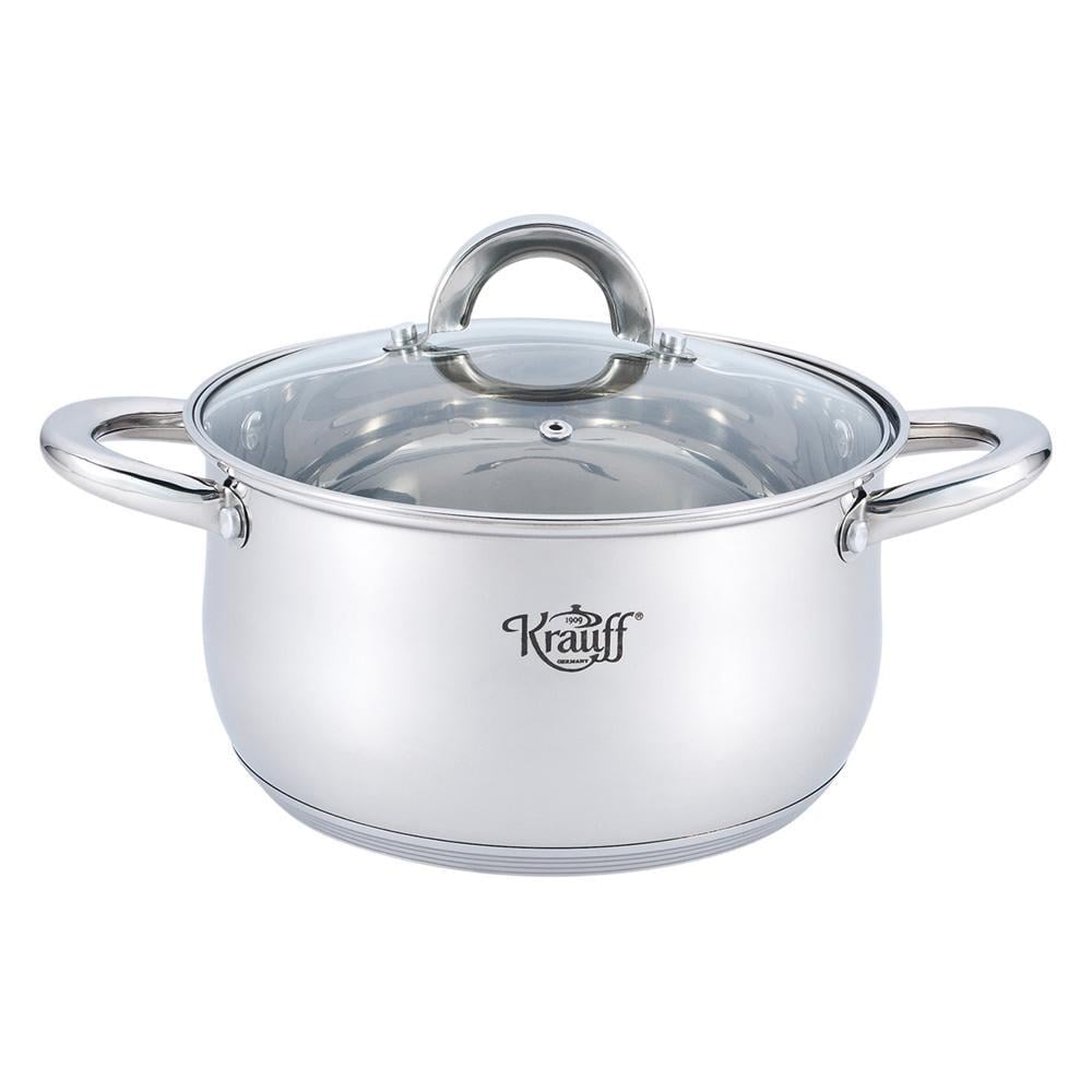 Кастрюля Krauff Steil со стеклянной крышкой/нержавеющая сталь 22 см/4 л (26-238-020)