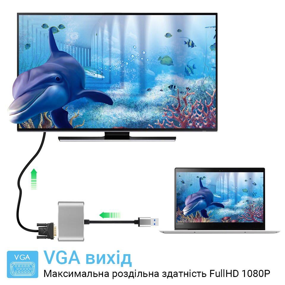 Переходник хаб USB 3,0 Addap MH-12 на 3 порта HDMI/VGA/USB 3,0 для передачи видео - фото 8