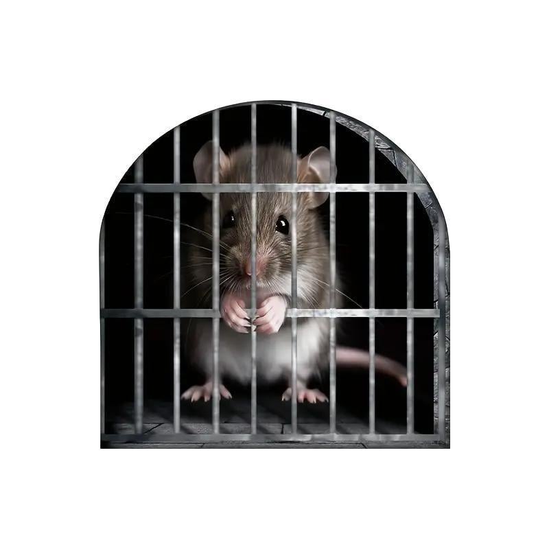 Наклейка декоративная Мышь в норе Серый с черным (27086277)