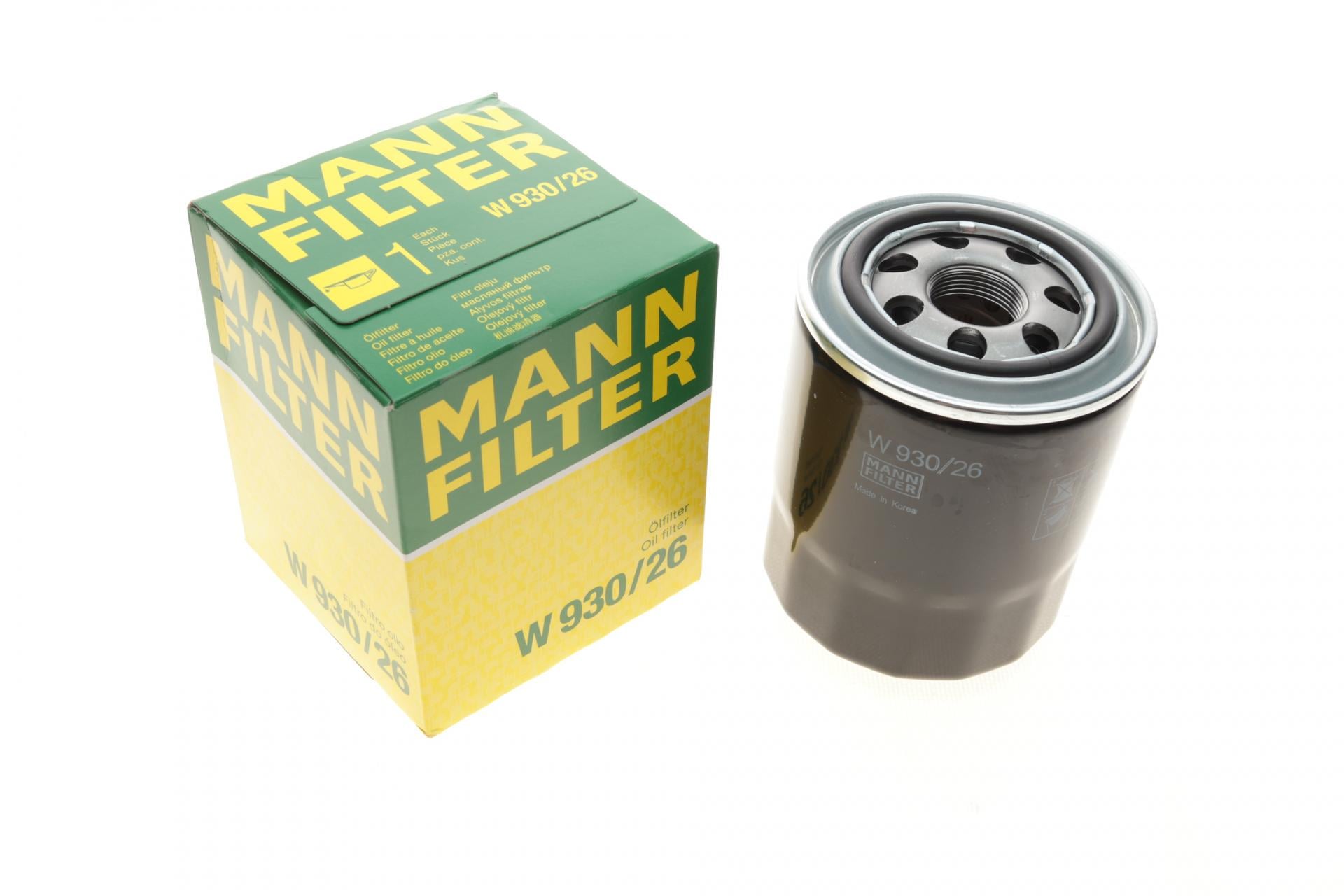 Фильтр масляный Mann-Filter для Hyundai H-1 97-/H350 15-/Kia Carnival 2,7-2,9 CRDI 01- (W 930/26) Фильтр масляный Mann-Filter для Hyundai H-1 97-/H350 15-/Kia Carnival 2,7-2,9 CRDI 01- (W 930/26)