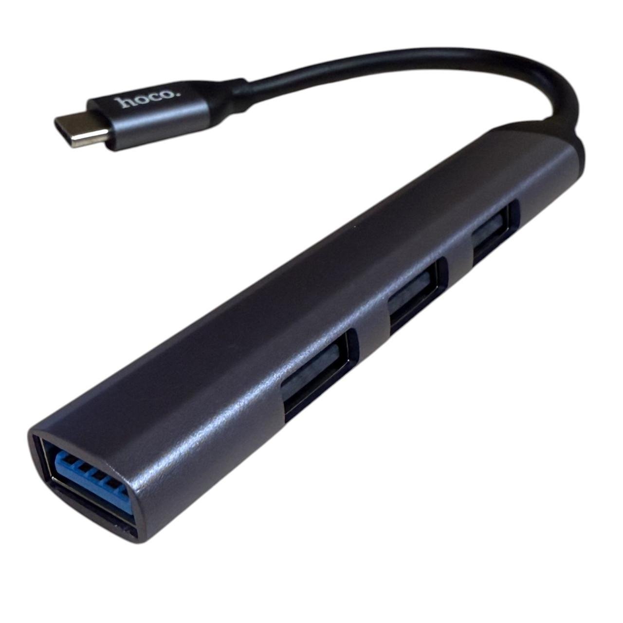 Концентратор конвертор USB хаб Hoco HB26 Type-C на 4 порта USB 3,0/3xUSB 2,0 Grey (2807685156) - фото 2 Концентратор конвертор USB хаб Hoco HB26 Type-C на 4 порта USB 3,0/3xUSB 2,0 Grey (2807685156) - фото 2
