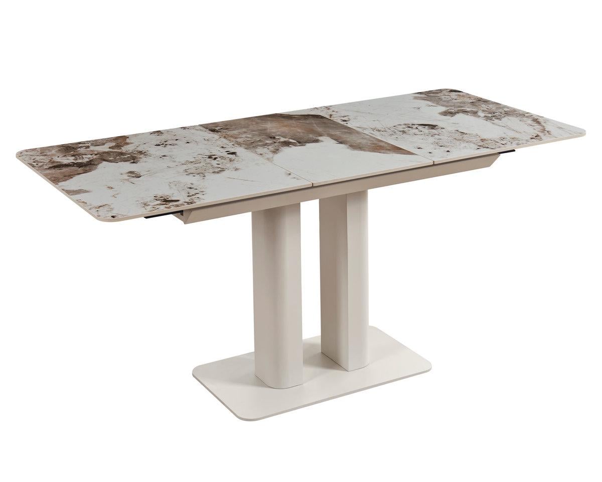 Стол обеденный раскладной Intarsio ROTTERDAM CERAMIC 120/160х75 см Белый глянец/Кашемир