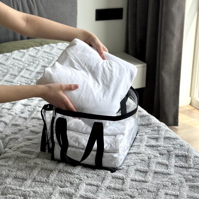 Сумка для речей з ручками прямокутна S Чорний/Прозорий (Hbk-S-bl) - фото 2 Сумка для речей з ручками прямокутна S Чорний/Прозорий (Hbk-S-bl) - фото 2